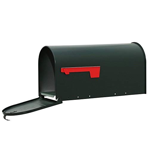 Dark Green Mailbox Medium Metal US Mail Box Rural Size Outside Curbside Horizontal Farmhouse Classic, 20-1/2"L x 10-7/8"H x 8-1/2"W