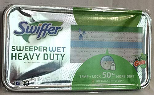 Swiffer Sweeper Wet Heavy Duty with Gain, 10 Wet Cloths (Pack of 2)