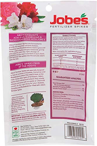 Jobe's Azalea, Camellia & Rhododendron Fertilizer Spikes, 10 Spikes, 4 Pack