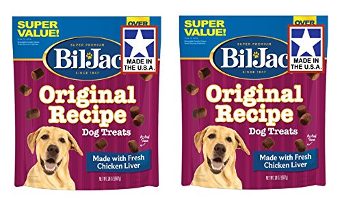 Bil-Jac Dog Treats - Original Recipe Chicken Liver Soft Puppy Training Treat Rewards, 10oz Resealable Double Zipper Pouch (2-Pack)