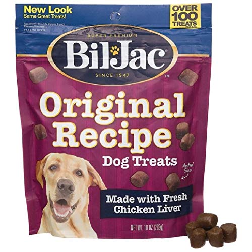 Bil-Jac Dog Treats - Original Recipe Chicken Liver Soft Puppy Training Treat Rewards, 10oz Resealable Double Zipper Pouch (2-Pack)