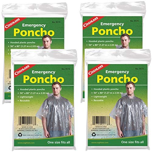 Coghlan's 9173 Emergency Poncho 4 Pack