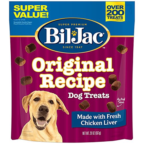 Bil-Jac Dog Treats - Original Recipe Chicken Liver Soft Puppy Training Treat Rewards, 10oz Resealable Double Zipper Pouch (2-Pack)