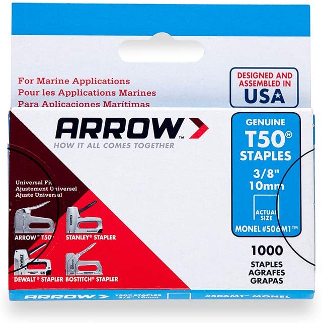 Arrow Fastener 506M1 Genuine T50 Monel Rustproof 3/8-Inch Staples, 1,000-Pack